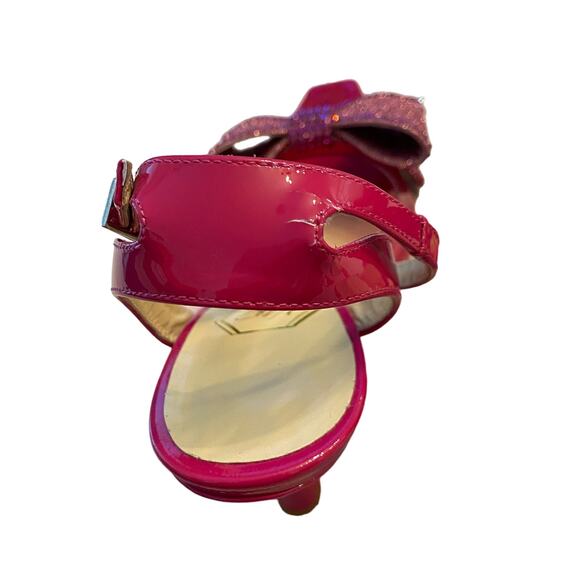 Nalebe Dimante PVC Pumps Bow Crystal Embellished Ankle Strap Square Top Pink 36 - Picture 11 of 16